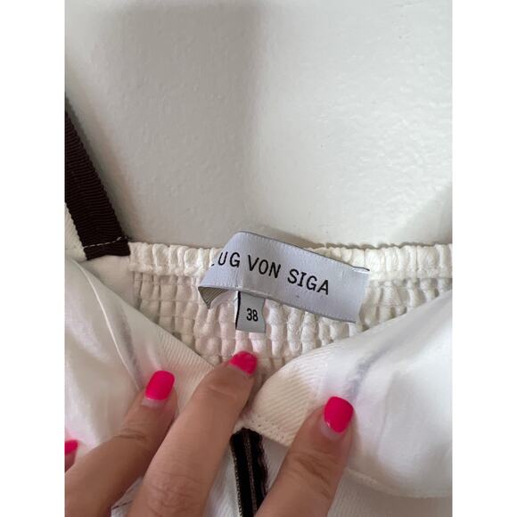 NEW Lug Von Siga V-Notch Neckline Smocked A-Line Molly Mini Dress White Size: 6 - Picture 4 of 7